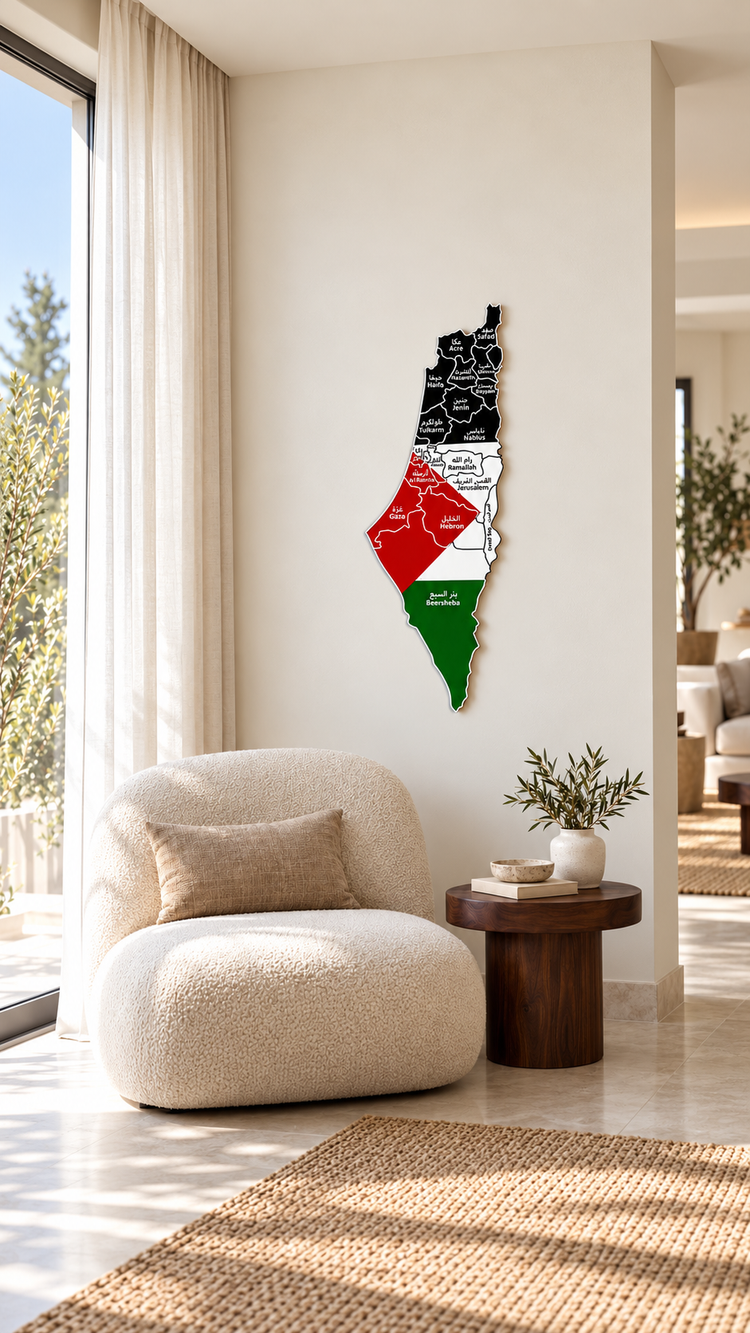 Palestine Map Wall Art UV Printed