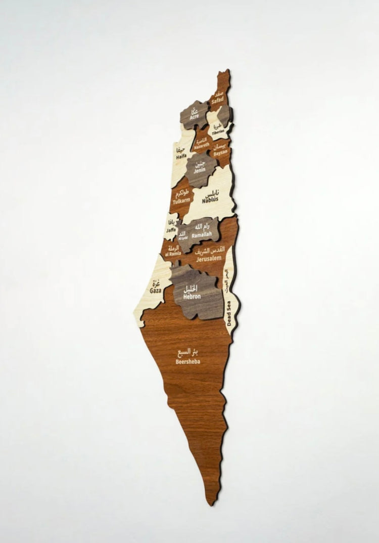 Palestine Map Wall art فلسطين - Wooden