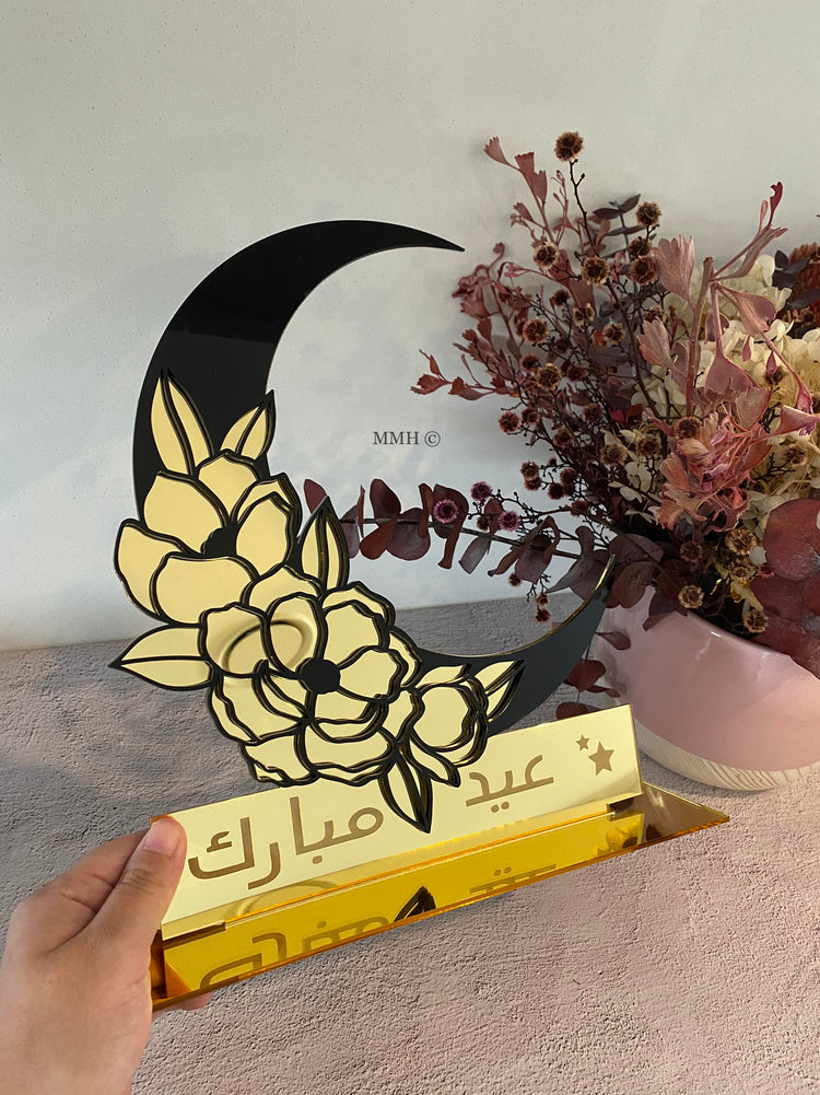 Floral Eid Mubarak Crescent