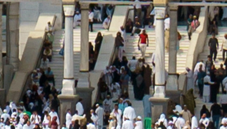 Horizontal Kaaba Canvas - Pilgrims Gathering Around the Kaaba